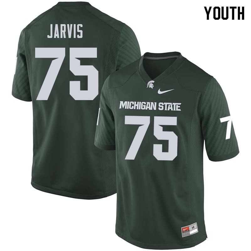 Youth #75 Kevin Jarvis Michigan State College Football Jerseys Sale-Green